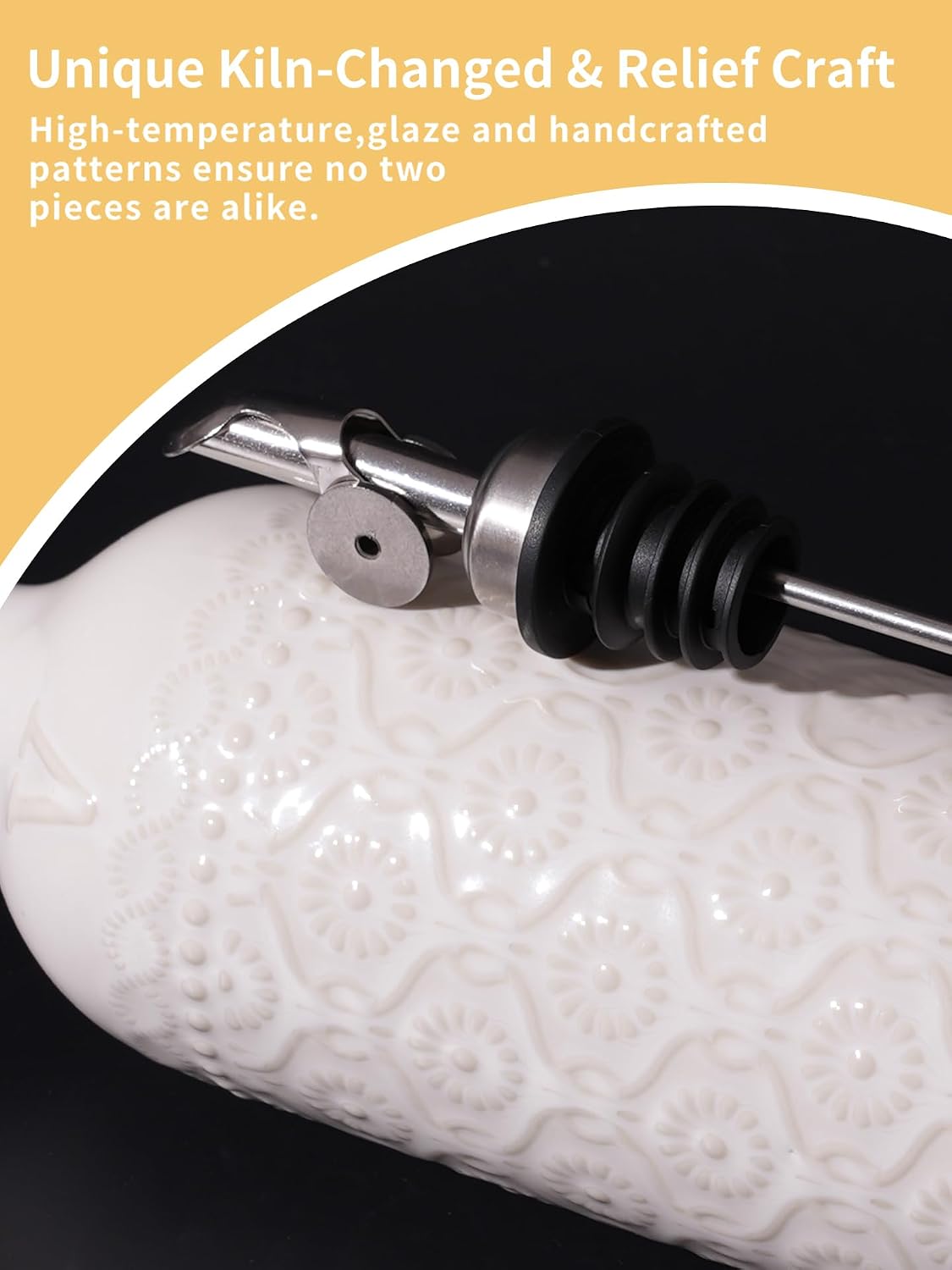 20oz Ceramic Olive Oil Dispenser Bottle - Ivory White