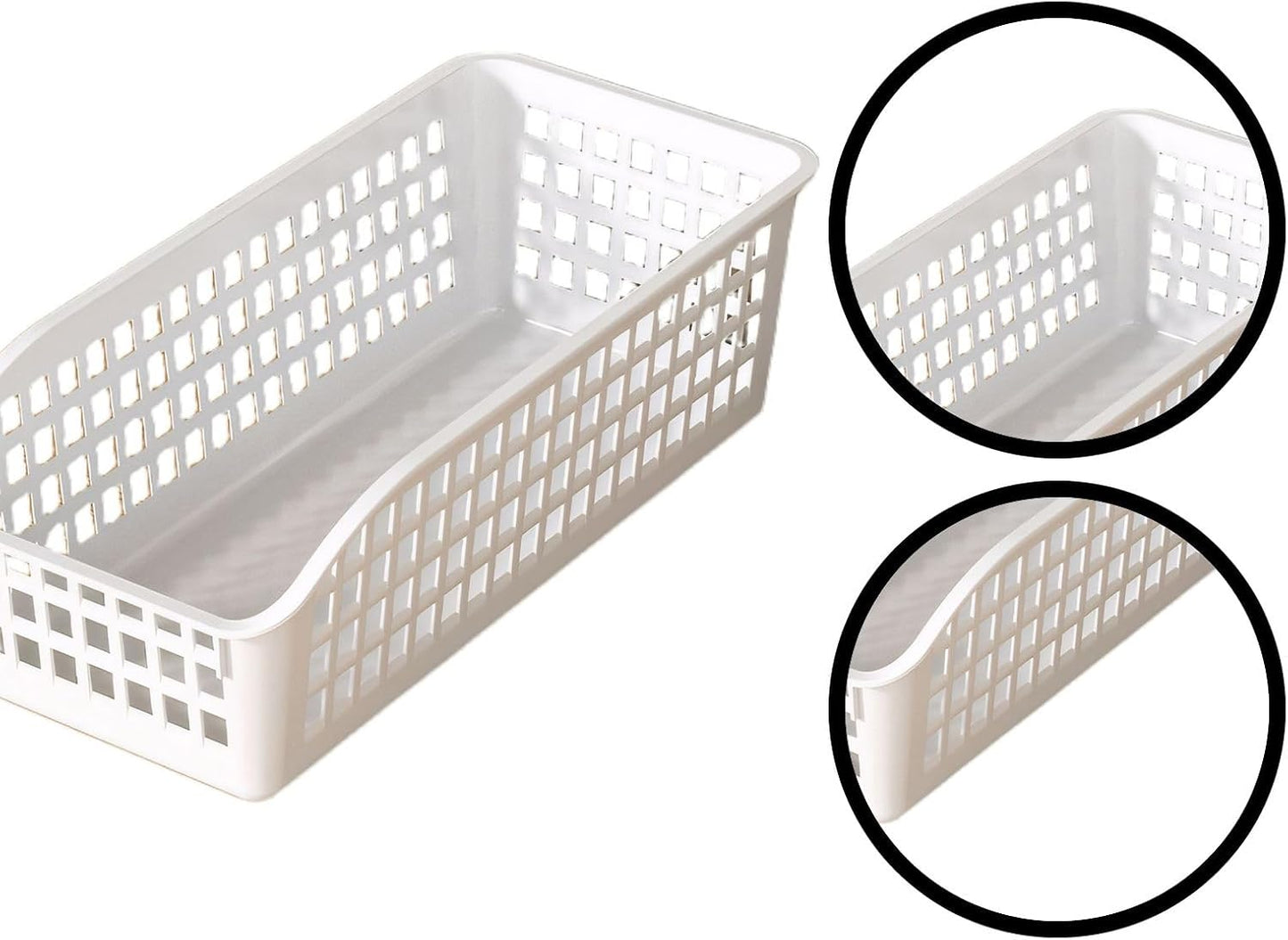 Storage Basket for Kitchen Organizer with Handle, PP Cabinet Basket Bin for Pantry and Bathroom Use