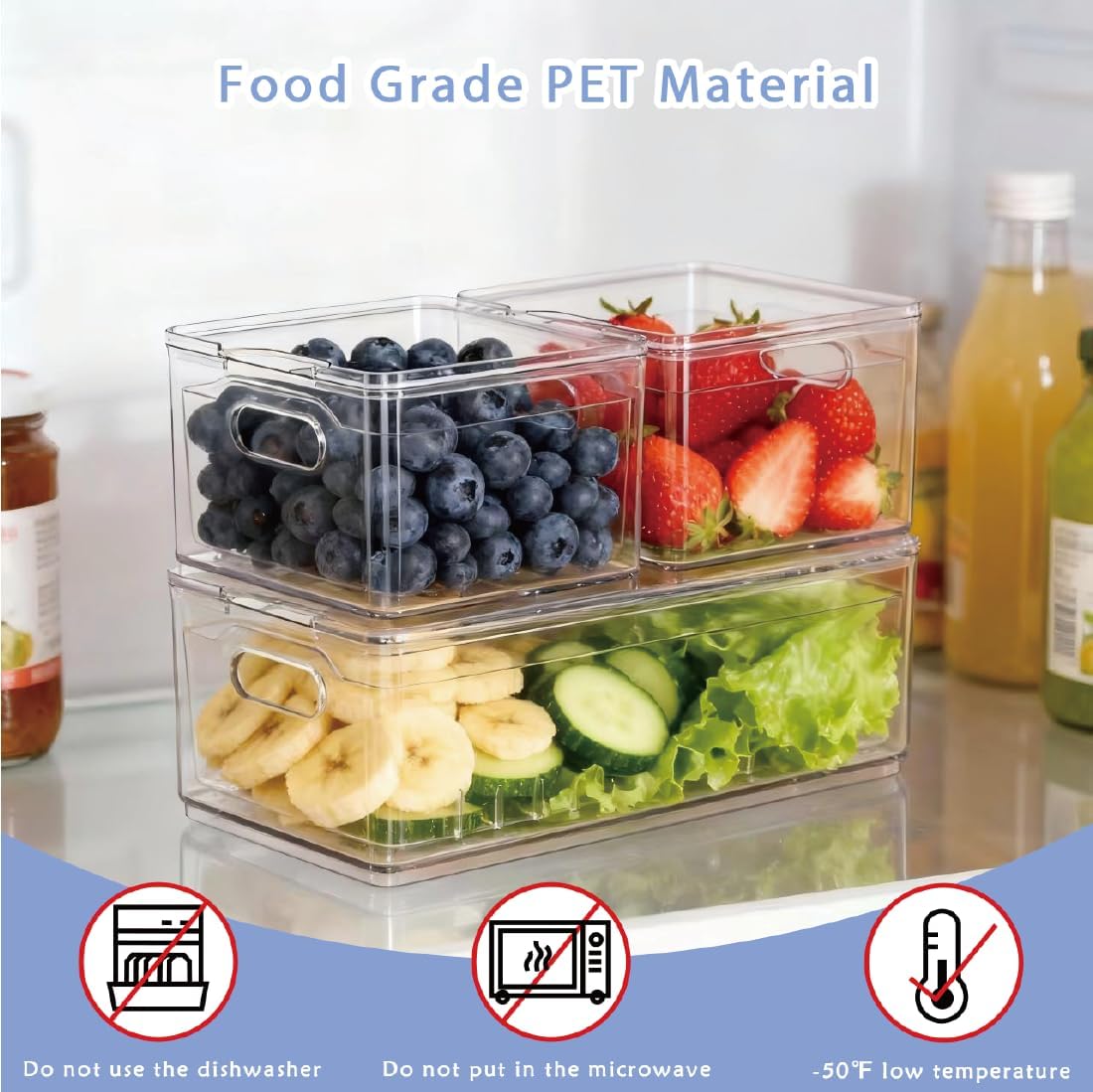 2 Pack Fruit Storage Containers for Fridge with Lid & Drain Basket | 3-in-1 Wash-Drain-Store – BPA-free clear containers keep berries/strawberries fresh, ready-to-eat in fridge.