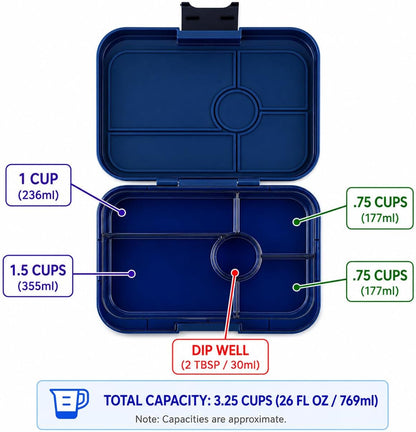 Yumbox Tapas Leakproof Bento Box, 5 Compartments, Antibes Blue | Large Capacity Design | Removable Compartment Tray | Easy-Open Single Latch | Ideal for Teens & Adults | Dishwasher-Safe Tray