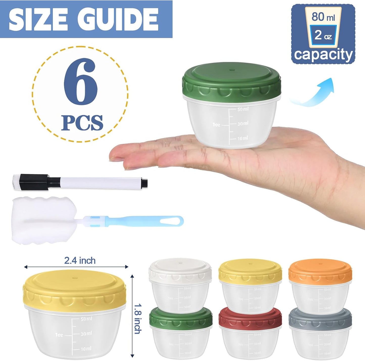 6pcs 10 oz Small Plastic Containers with Lids, Salad Dressing Container Reusable Small Food Storage Containers for Meal Prep, Leakproof, Microwave Dishwasher Freezer Safe, BPA-Free