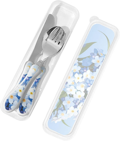 Stainless Steel Kids Silverware Set, Do Not Forget Me Utensil Set Reusable Children Safe Knife Spoon Fork Set With Storage Case Dishwasher Safe For Lunch, Travel Outdoors