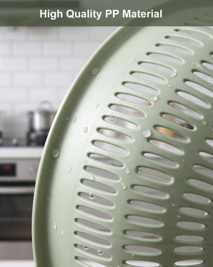 3 pcs Plastic Wash Basket Round Perforated Colander Wash Vegetables and Fruits Drain Cooked Pasta Kitchen Essentials Food Strainer Basket Strainer Kitchen Blue Yellow green red (3PCS-Green)
