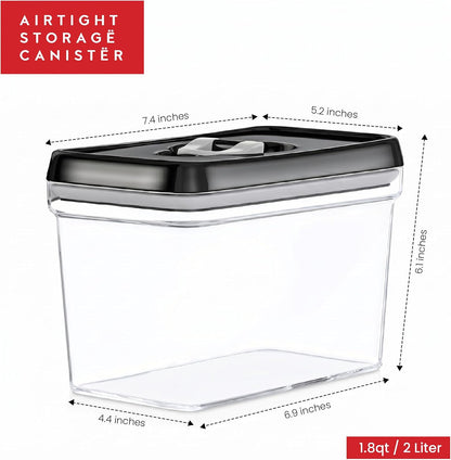 DWËLLZA KITCHEN Large Airtight Food Storage Containers - Clear Plastic Bulk Food Pantry & Kitchen Storage Containers for Flour, Sugar and Baking Supplies 4 Pcs. BPA-Free, Keeps Fresh & Dry (Black)