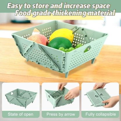 Thickened Collapsible multifunctional Colander for Kitchen, Wash Foldable Storage Drain basket for Pasta, Fruit, Vegetables, snack，Berry Space-Saving ，RV camper, Tabletop storage organization basket