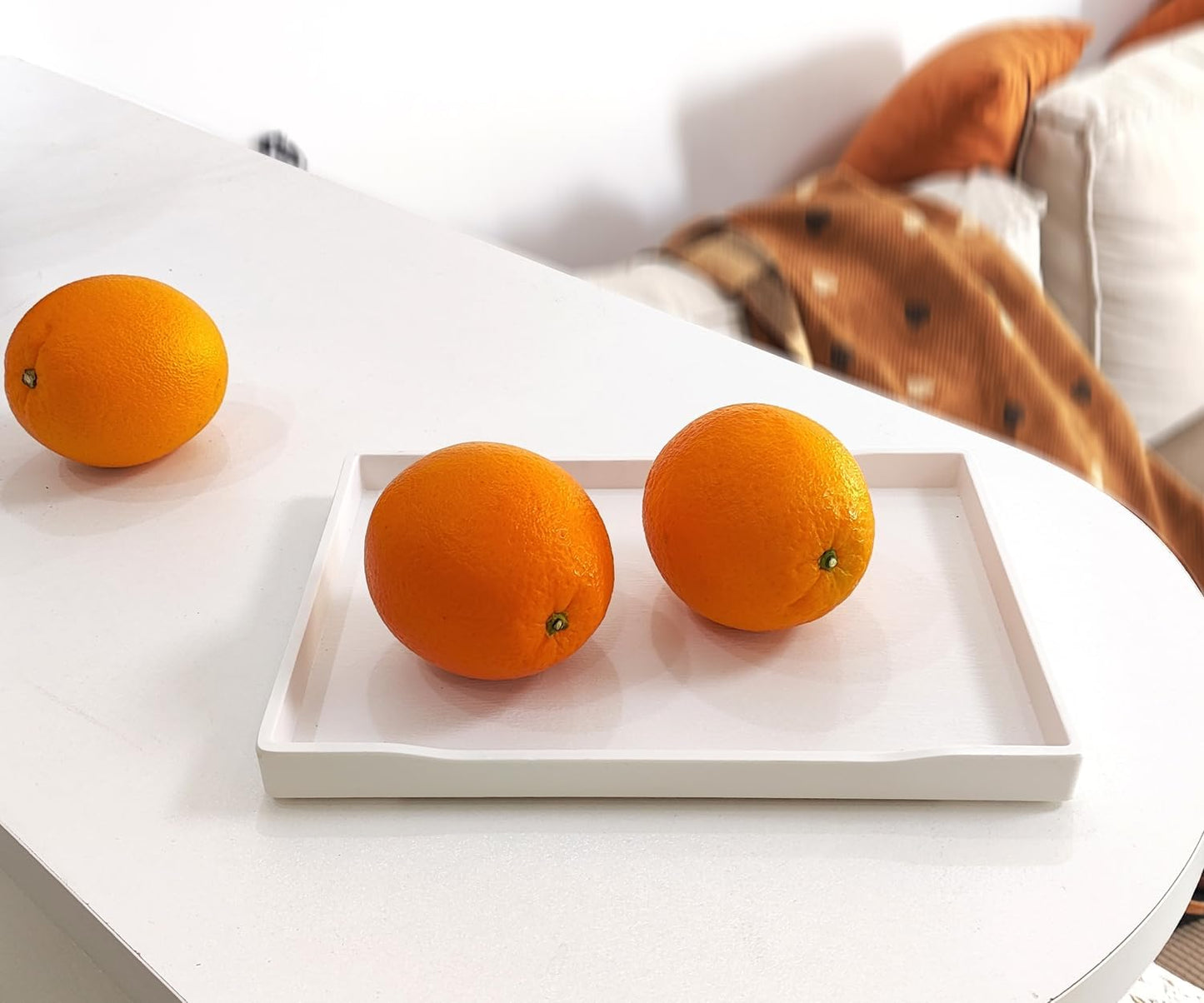 White Serving Tray (13.5 x 9.6 inch) for Serving Accessory, Elegant & Stackable Plastic Tray for Spa, Coffee, Drinks, Tea, Bar, Party, Seasoning, Perfume and Display Use.