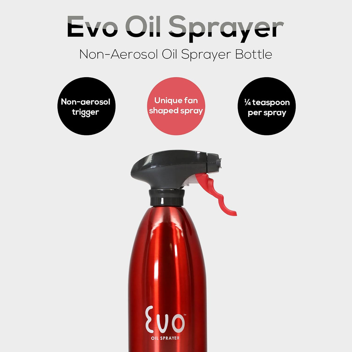 Evo Oil Sprayer 18/8 Stainless Steel, Non-Aerosol for Olive, Cooking Oils, and Vinegars, Silver, 16-Ounce Capacity