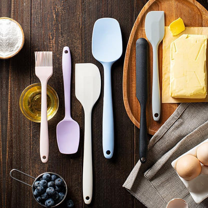 6 Pieces Silicone Spatula Set, Food Grade Rubber Spatula with Ergonomic Grip, Rubber Spatulas Silicone Heat Resistant Spatula Set for Kitchen Use, BPA Free Dishwasher Safe, Blue