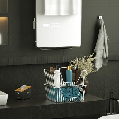 SANNO Black Stackable Wire Baskets Stacking Bins Stackable Basket for Vegetable Storage Pantry, Fridge, and Bathroom Organization,3pack