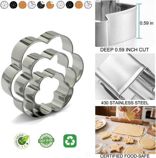 Metal Cookie Cutters Set of 12 - Heart, Flower, Round, Star Shapes