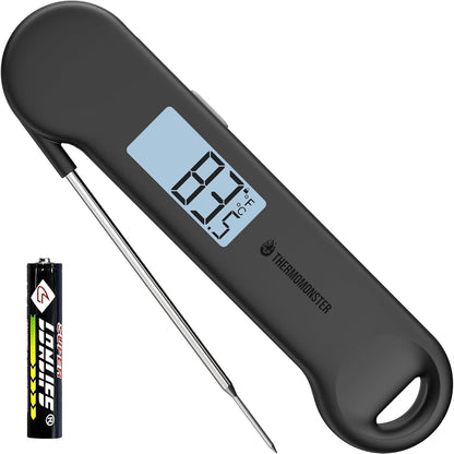 0.5 Sec Instant Read Meat Thermometer Digital for Outdoor Fryer, Black