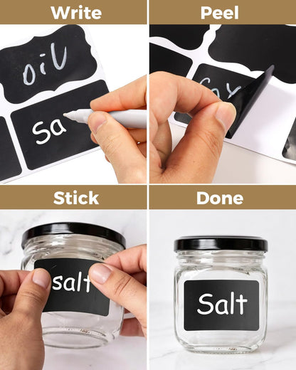 Chalkboard Labels, 240 PCS Waterproof Reusable Blackboard Stickers with 1 Chalk Marker for Mason Jars, Parties Decoration, Craft Rooms, Weddings, Storage, Home & Kitchen