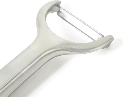 Calphalon Prime Straight Vegetable Peeler, Stainless Steel Peeler with Swivel Blade for Fruits & Vegetables, Weighted Handle for Control, Weighted Handle for Control