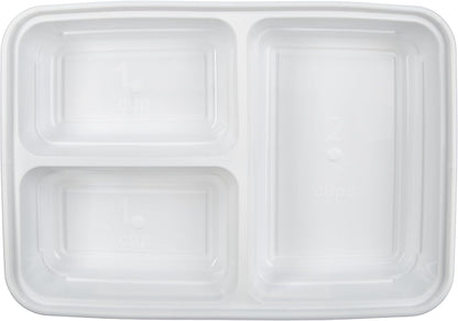 GoodCook Food Storage Containers for Meal Prep Rectangle Three Compartments & Made without BPA, 20-Piece, White