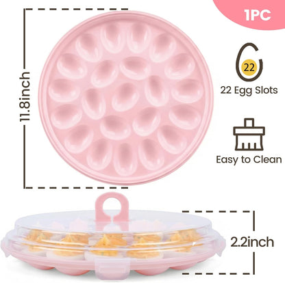 HANSGO Deviled Egg Containers with Lid, Deviled Egg Platter Carrier Holder Trays with 22 Slots for Holiday Party and Home Kitchen, Green