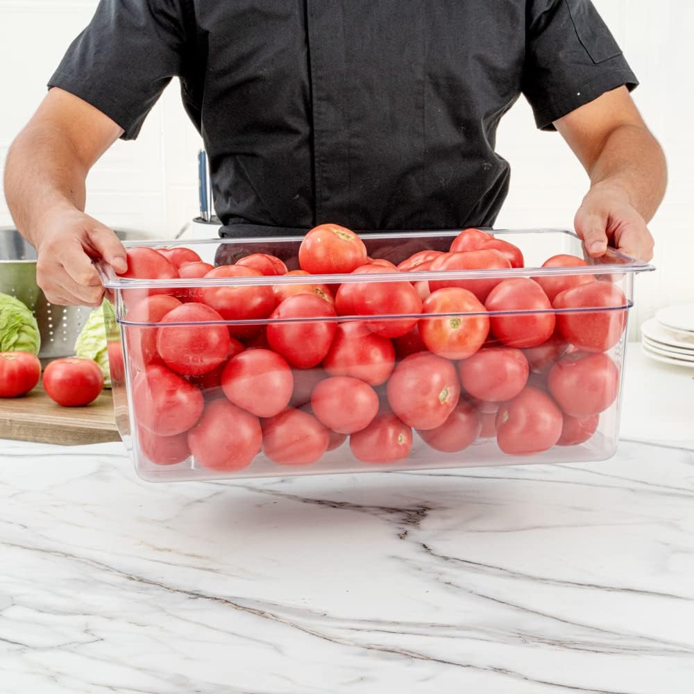 Restaurantware-2.5 Inch Deep Food Pans, 1 1/6 Size Commercial Food Storage Container - Freezable, Break-Resistant, Clear Plastic Cold Pans, Dishwashable, For Kitchens, Restaurants, Or Cafeterias