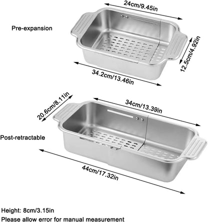 TopHomer Extendable Colander Strainer Over the Sink, Retractable Kitchen Sink Basket to Wash Vegetable and Fruit Food Strainer to Drain Pasta and Dry Dishes (S)