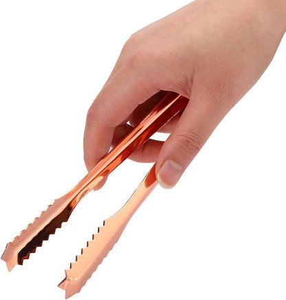 Ice Tongs, Stainless Steel Food Tongs with Serrated Tip Ice Tongs For Ice Bucket Mini Tongs For Home Party Bar Restaurant Use (Copper Plated)