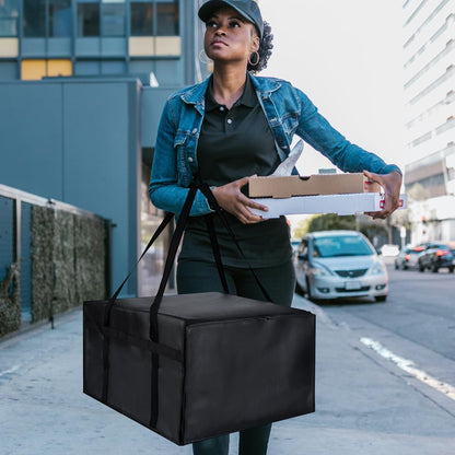 Insulated Food Delivery Bag, XXXL Insulated Reusable Grocery Cooler/Hot Bags, Tote Bag for Shopping/Travel/Doordash, Catering Bag Doordash 22x14x13, Black, 1-Pack