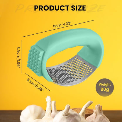 2025 New Upgraded Garlic Press Rocker, Stainless Steel Garlic Press, Garlic Crusher with Peeler and Cleaning Brush, Garlic Chopper for Crush Garlic Kitchen Gadgets, Kitchen Tools (Black)