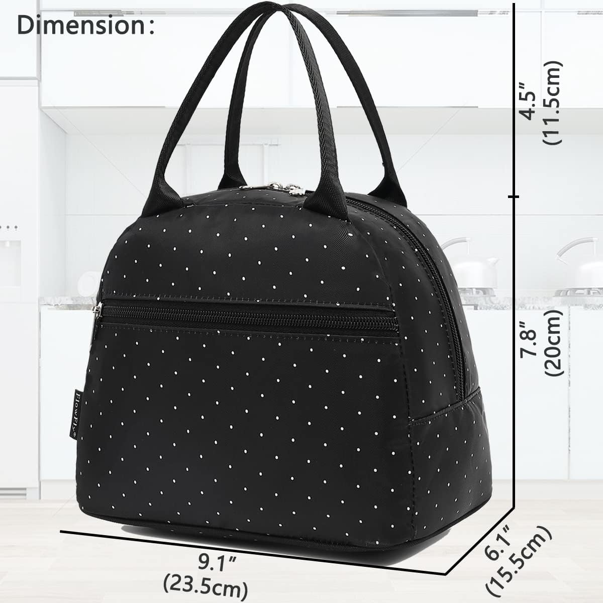 FlowFly Insulated Lunch Cooler Bag - Tote Bag Organizer for Women/Men, Black - Colors B