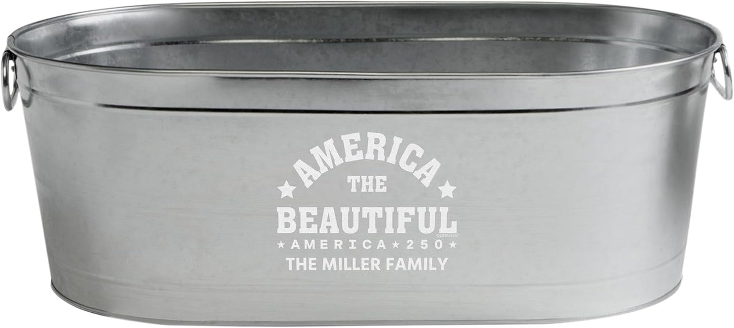 Let's Make Memories Personalized Beverage Tub - Custom Beverage Tub - Customize With Name & initial - Galvanized Drink Tub - 20 ¾"L x 11 ¾"W x 7" H - 5.5 Gallons
