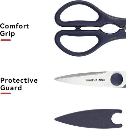 Kitchen Scissors for Food, HUNTER.DUAL Heavy Duty Come Apart Poultry Shears for Cooking, All Purpose for Cutting Chicken, Meat, Fish & Vegetables (Auqa, 8.35 Inch)