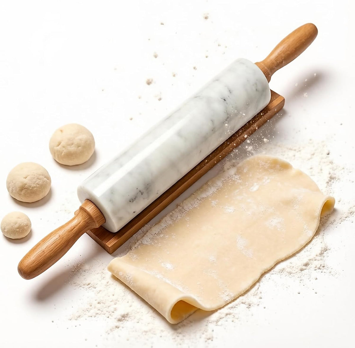 White Heavy Marble Dough Rolling Pin for Baking, 10 inch Barrel