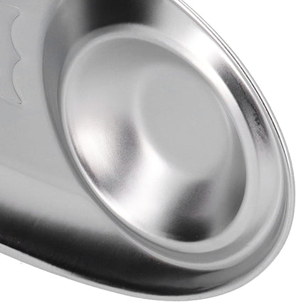 Tissting 304 Stainless Steel Chip Dip Platter Silver Oval Divided Spice Dish Snack Plate for Dip, Appetizers, Snacks, Veggies, Chips, Two Compartment Serving Tray,for Home Outdoor Camping(S-7.9in)
