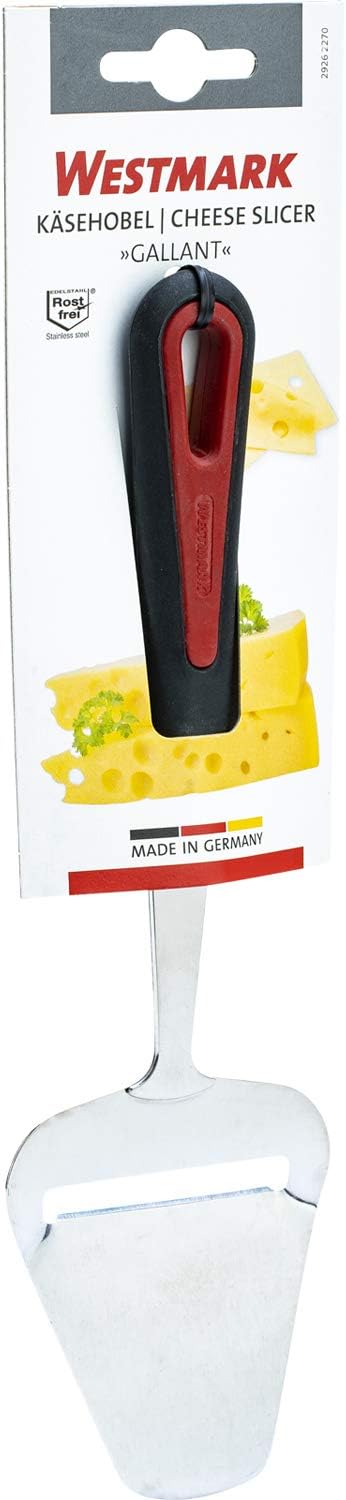 Westmark Stainless Steel Cheese Slicer – Multi-functional German Cheese Slicer, Handheld Hard & Semi-Hard Cheese Cutter, Adjustable Cheese Shaver, Ergonomic Handle, Dishwasher Safe, Red/Black