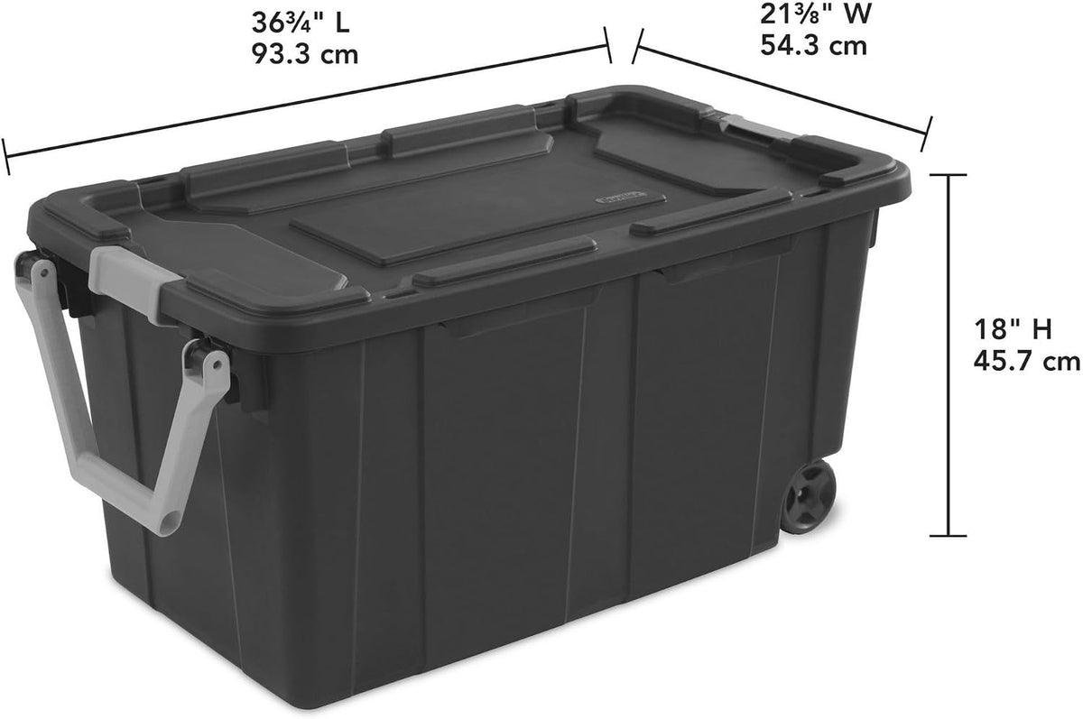 Extra Large Storage Bin, 40 Gallon Wheeled Plastic Storage Container with Handle, Green, Pack of 2 (GREEN)
