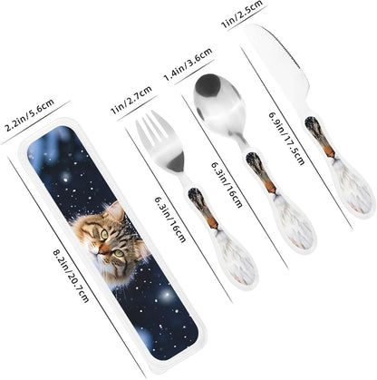3-Piece Kids Silverware Set With Storage Case, Stainless Steel Reusable Children Safe Knife Spoon Fork Set Classic Cocktail Children Flatware Set For Kids Lunch Box