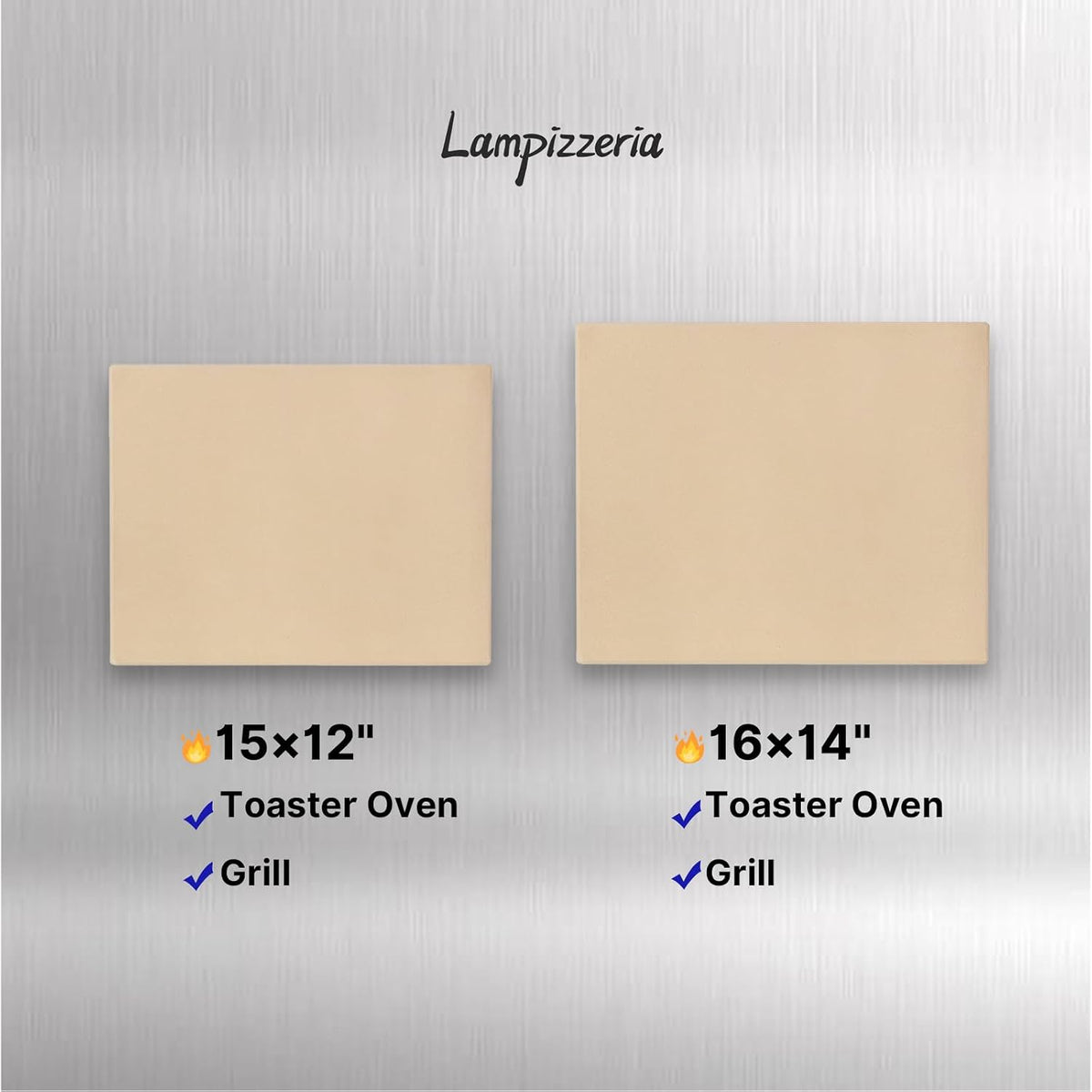 15"x12" Rectangular Pizza Stone for Oven, Grill & Camping, Cordierite Baking Stone with High Heat Resistance
