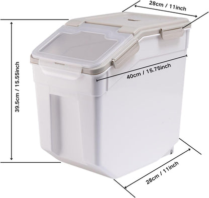 2 Pack Large Flour Storage Container 50 lb Airtight Rice Storage Container with Lid, Wheels, Measuring Cup, Scoop, Plastic Flour Sugar Bin Organizer for Grain Cereal, Rice Dispenser (Green)