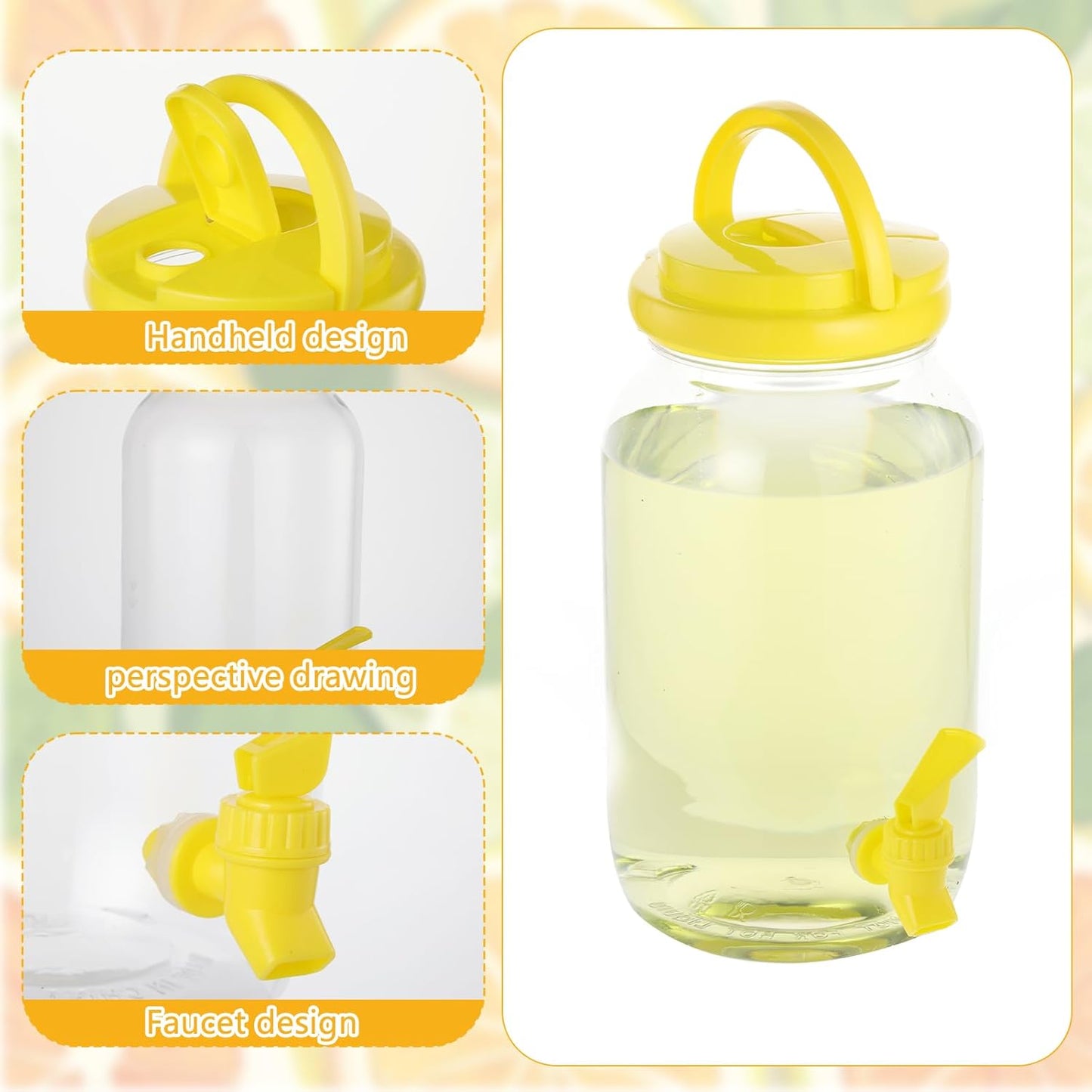 2 Pcs Plastic Beverage Dispenser with Spigot and 40 Pcs Lemon Paper Party Cups Kitchen Fridge Clear Plastic Drink Summer Beverage Dispenser for Summer Parties Water Lemon Juice Tea Beer