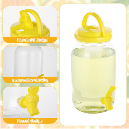 2 Pcs Plastic Beverage Dispenser with Spigot and 40 Pcs Lemon Paper Party Cups Kitchen Fridge Clear Plastic Drink Summer Beverage Dispenser for Summer Parties Water Lemon Juice Tea Beer