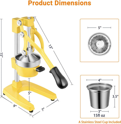 TONGCHANT Cast Iron Manual Juicer for Orange Lemon Citrus Fruit & Lime