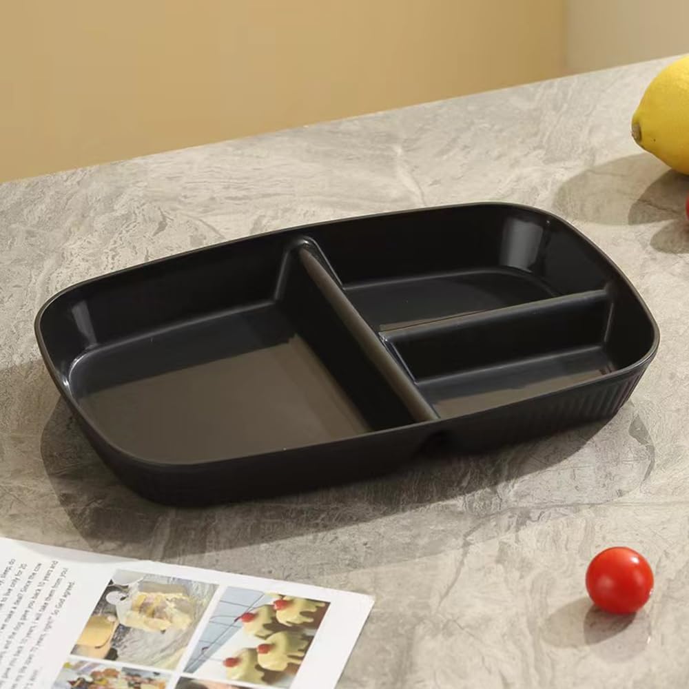 Divided Plates 10.5 Inch for Adults, Portion Control Bariatric Plate, Wheat Straw Plates with 3 Compartments, Unbreakable Reusable Portion Control Plates, BPA Free(4PCS) (INS Series-4PACK)