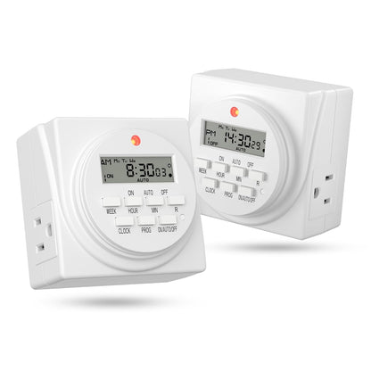 BN-LINK Indoor 7-Day Programmable Digital Timer Outlet, 2 Outlets