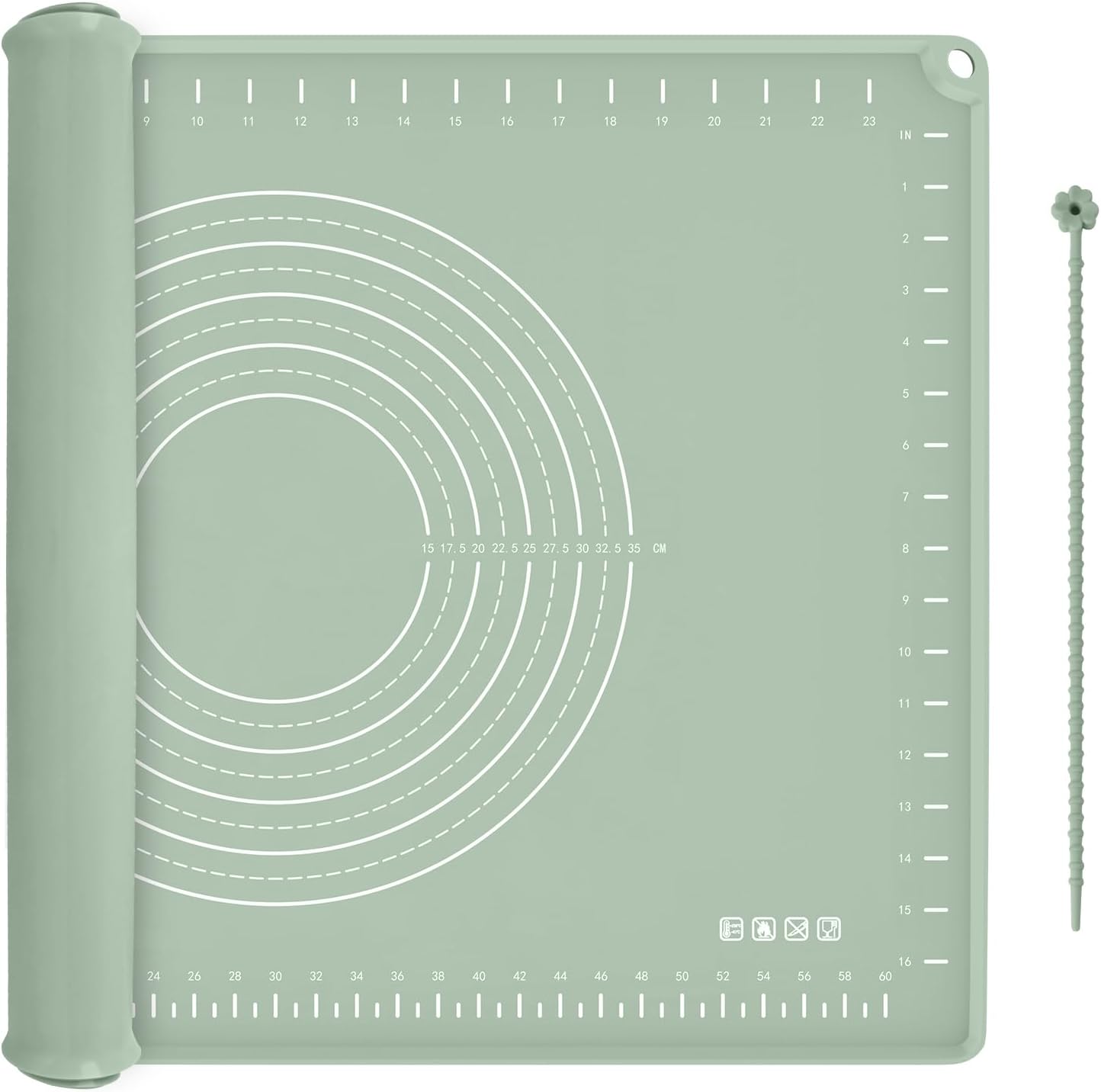 Silicone Baking Mat 24" x 16", Extra Thick Dough Rolling Mat with Measurements and Edge Heightening, Non-stick Food Grade Silicone Pastry Mat for for Pastry, Bread, Cookies, Pizza, Fondant, Pasta