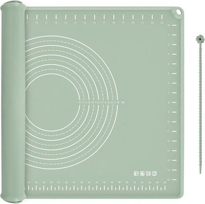 Silicone Baking Mat 24" x 16", Extra Thick Dough Rolling Mat with Measurements and Edge Heightening, Non-stick Food Grade Silicone Pastry Mat for for Pastry, Bread, Cookies, Pizza, Fondant, Pasta