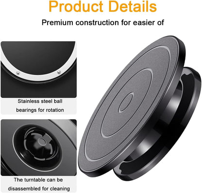 Cake Turntable, 11''Cake Stand Decorating Bakery Supplies, Turnable Black Painting Turn Table Stand for Pastries, Cupcakes and Cake Decorations(Black) (Black Small turntable 1PCS)