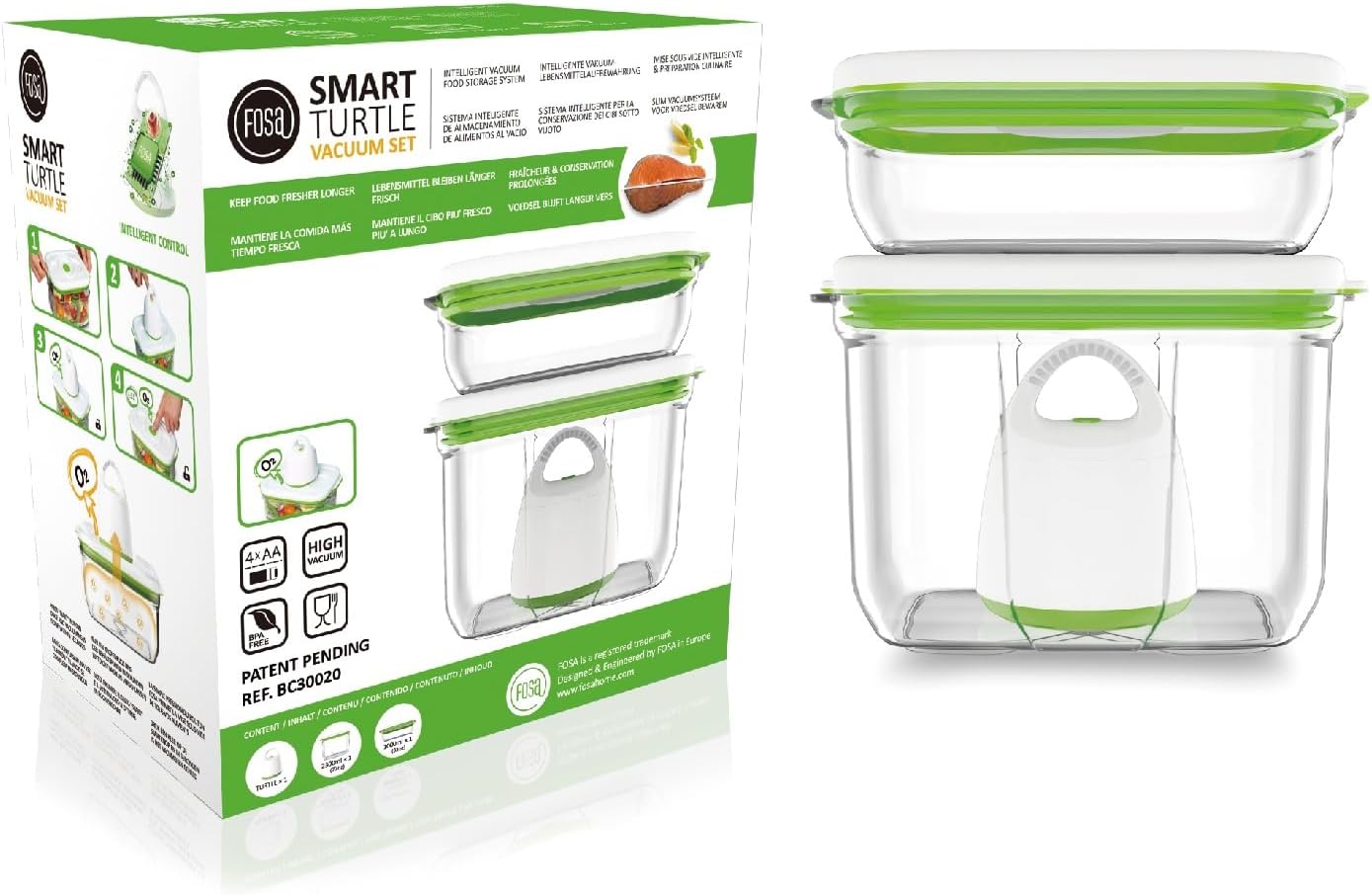 FOSA Vacuum Seal Containers (3-Pack, 34oz) – Airtight Food Storage Containers for Freshness | BPA-Free, Dishwasher Safe | Ideal for Meal Prep, Leftovers, Dry Goods (Pump Sold Separately)