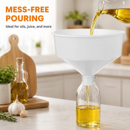 DOITOOL 10.43" Wide Mouth Plastic Funnel, Extra Large Food Grade Kitchen Funnels for Beer Oil Jam Beverage Filling, Liquid Dry Ingredients, 1-Pack White