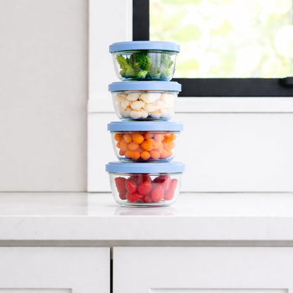 6-Piece Glass Food Storage Containers Set (3 Containers + 3 BPA-Free Lids) | 2-Cup, Leakproof | Microwave, Freezer, Oven & Dishwasher Safe | Ideal for Meal Prep & Pantry Organization, Pistachio