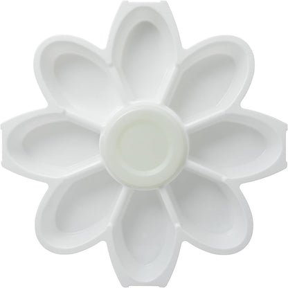 KOLORAE Flower Snack Serving Tray - 9 Compartment Party Platter with Dressing Cup for Chips and Dip, Fruits and Veggies - Game Day & Summer Entertaining Tray