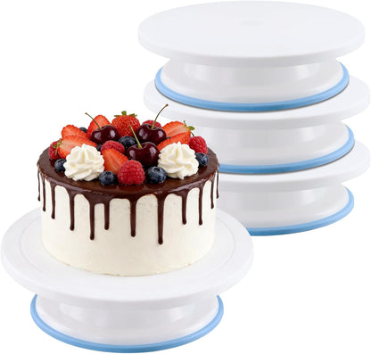 4 Pack 11 Inch Rotating Cake Turntable for Decorating, Smooth Spinning Cake Revolving Stand, Baking Decorating Display