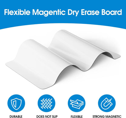 MaxGear 5 Pack Magnetic Whiteboard Sheets for Fridge, 12"x 8" Small Refrigerator Dry Erase Board for Kitchen Organizer and Planner, Smooth and Reusable, Includes 5 Markers, 5 Magnets and 1 Eraser
