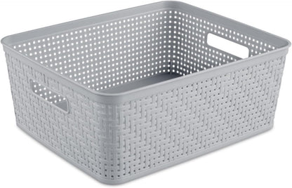 Sterilite 6-Pack Tall Basket, Woven Plastic Storage Baskets for Organization, Cement - Organizing Bin Containers with Handles for Bedroom, Bathroom, Dorm, and Closet