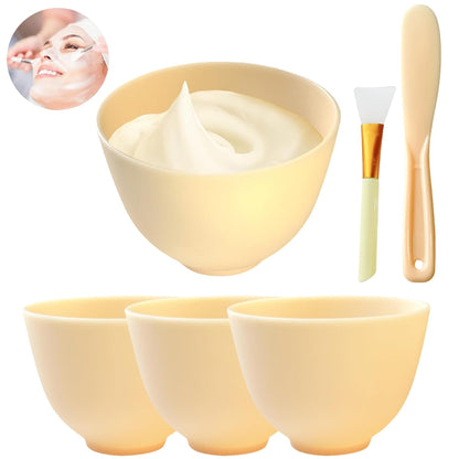 6Pcs Silicone Mixing Bowls, Silicone Bowls for Facials, DIY Face Mask Mixing Bowl for Home Salon Spa Face Skin Applicator Bowl, Black
